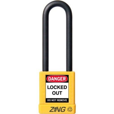 ZING ZING RecycLock Safety Padlock, Keyed Different, 3" Shackle, 1-3/4" Body, Yellow, 7054 7054